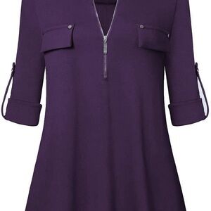 Purple Blouse/tunic with Zip Front